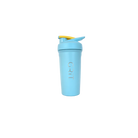 Light blue shaker bottle with yellow top on a white background
