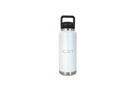White water bottle with black lid
